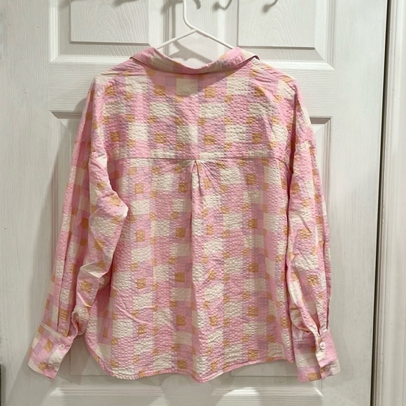 Smash + Tess Malia Pink Hawaiian Check Plaid Shirt - Picture 6 of 14